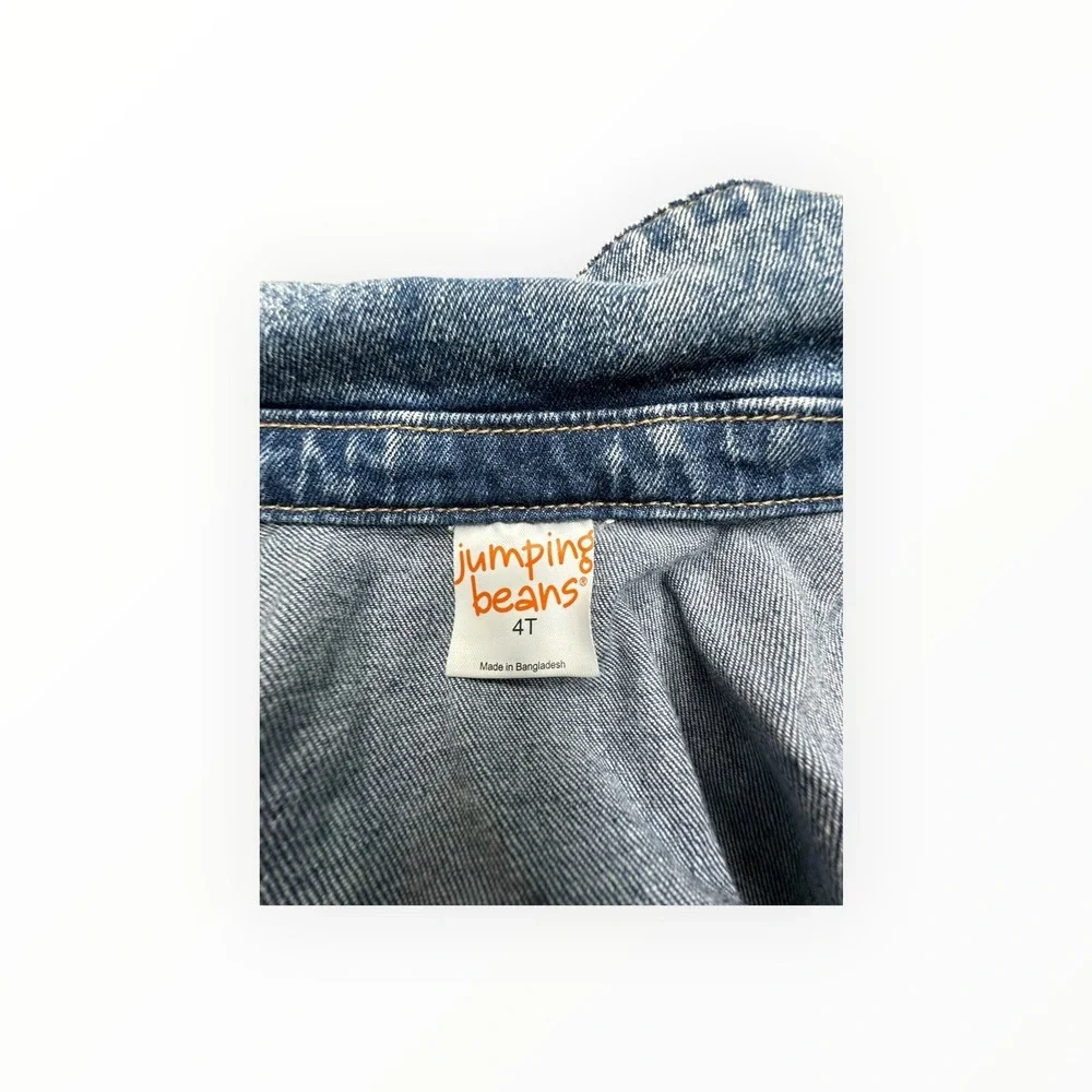 Jumping Beans Denim Jacket Kids 4T Blue Acid‎ Wash Trucker Cotton Blend Stretch
